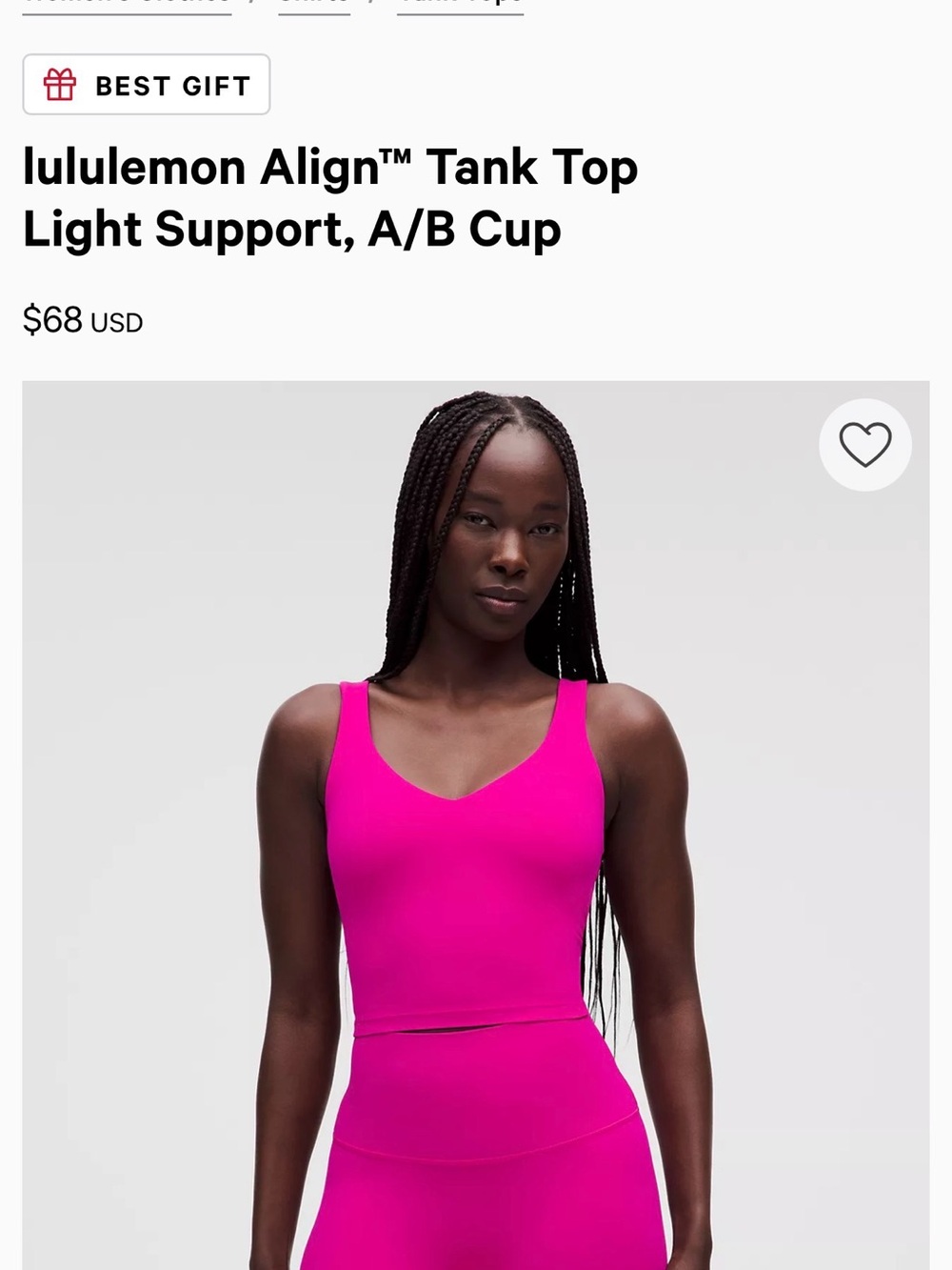lululemon athletica Align Tank Top in Bright Pink